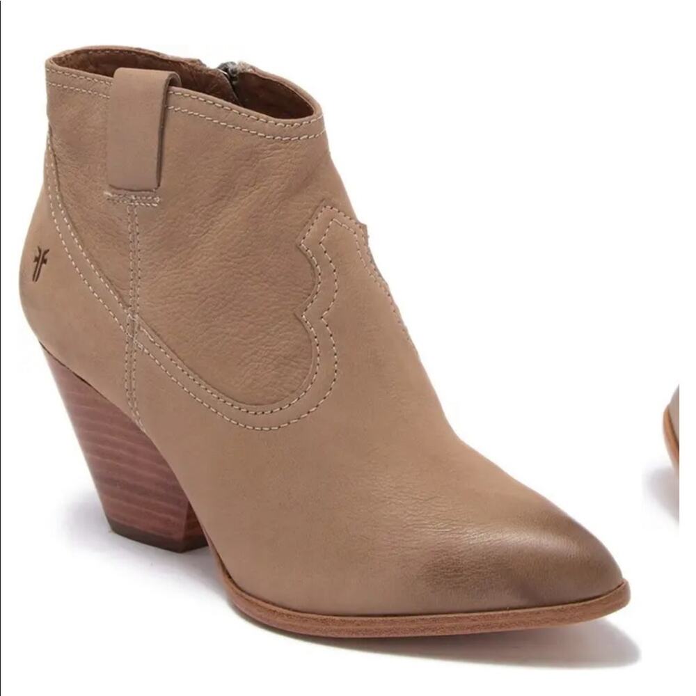 Frye booties brown western southwestern fall winter chunky heel